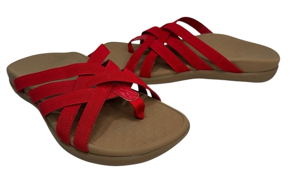 Vionic Tia Woven Stretch Thong Sandals Women’s Size 7 Red Comfort Shoes